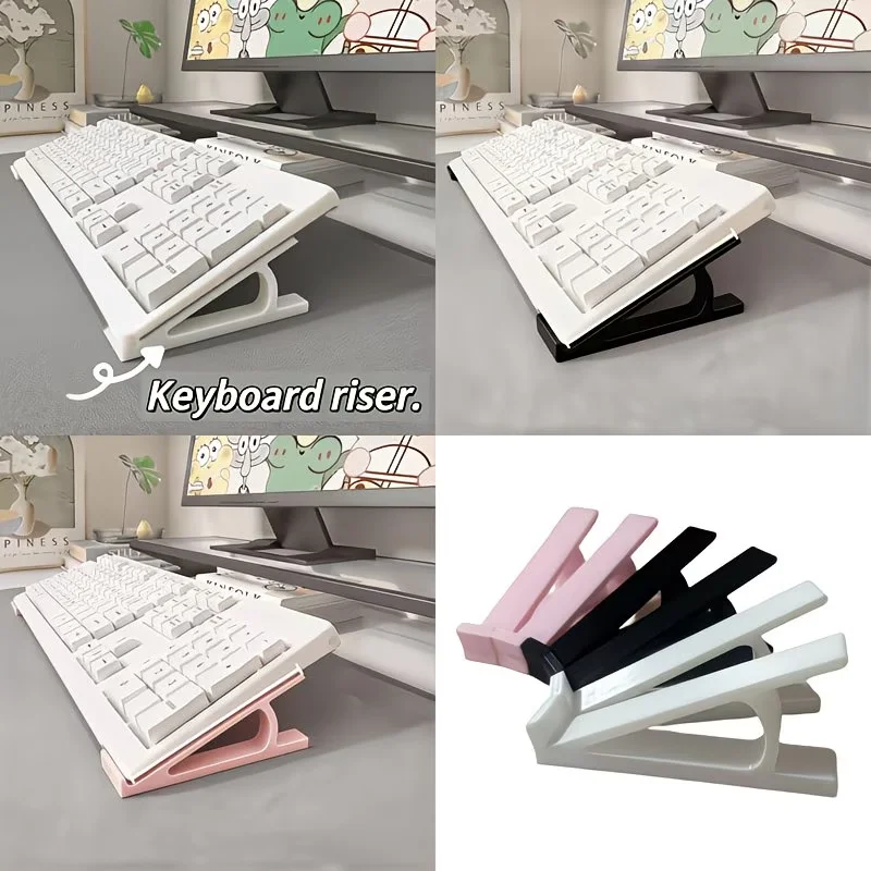 4pcs Keyboard Tray Riser, Adjustable Keyboard Elevated Stand for Comfortable Typing, Plastic Computer Keyboard and Monitor Stand
