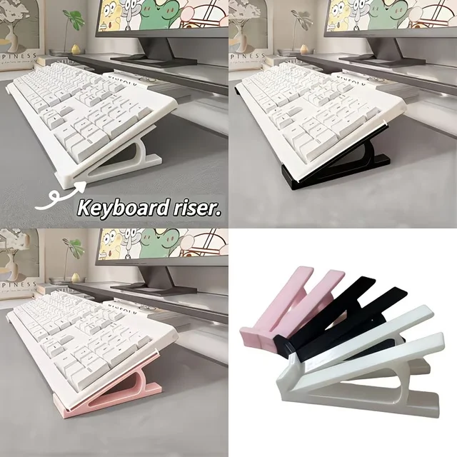 4pcs Keyboard Tray Riser, Adjustable Keyboard Elevated Stand for Comfortable Typing, Plastic Computer Keyboard and Monitor Stand 2
