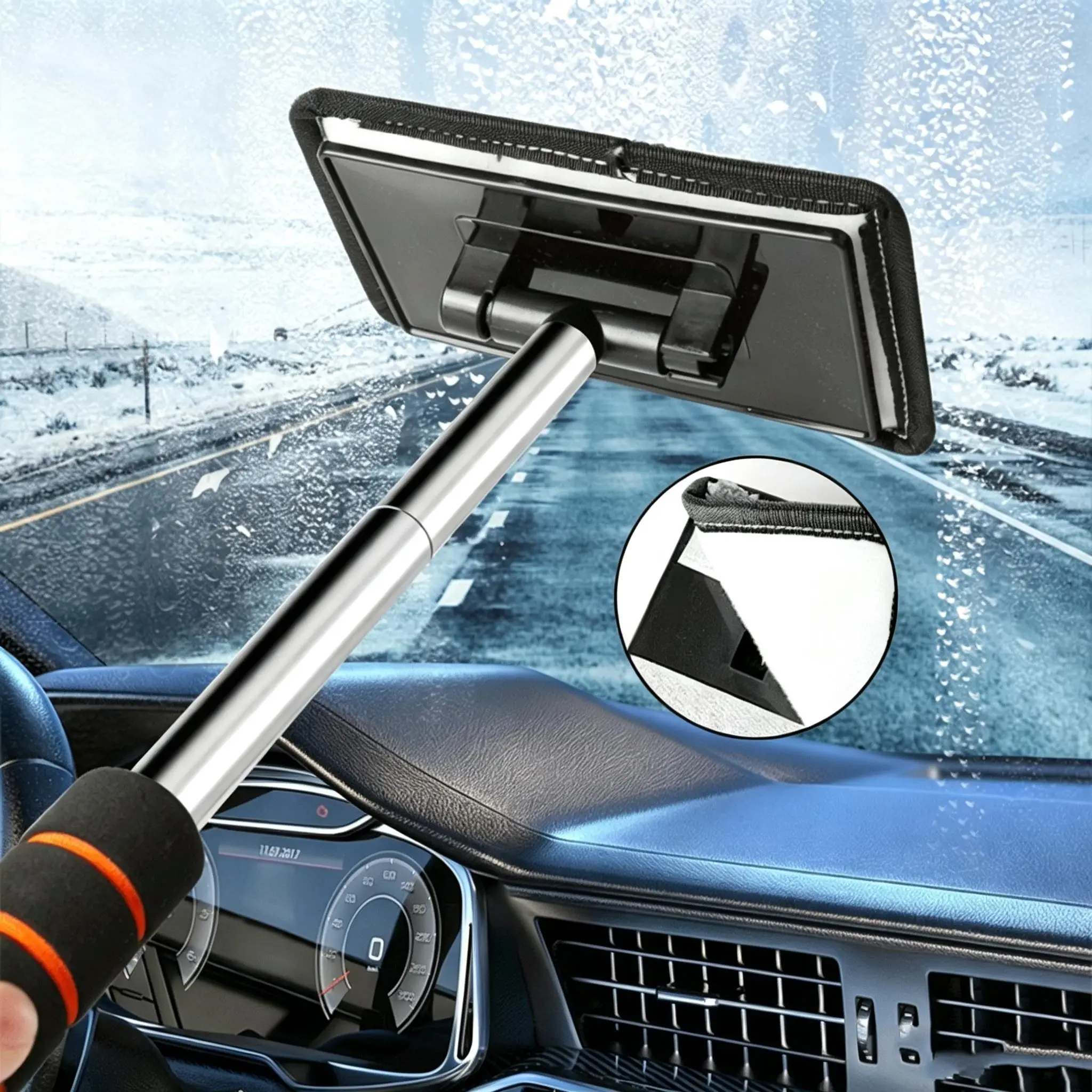 Automobile Windshield Water Scraping Telescopic Automobile Glass Wiper Auto Cleaning Tools Window Cleaning Brush Cleaning Cloth