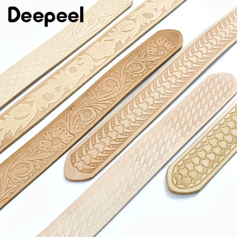 3.8cm*110/120cm Deepeel Embossed Belts First Layer Cowhide Waistband Genuine Leather Belt for Man DIY Handmade Accessories