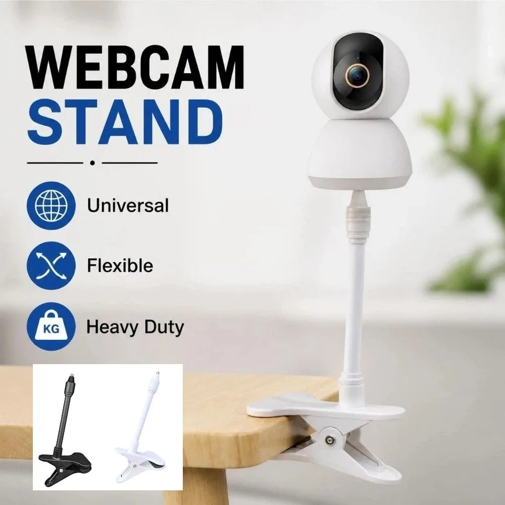 Universal Camera Clamp Mount Flexible Heavy Duty Clip on Webcam Stand 1/4 Inch Screw Interface Sturdy Monitor Holder Home