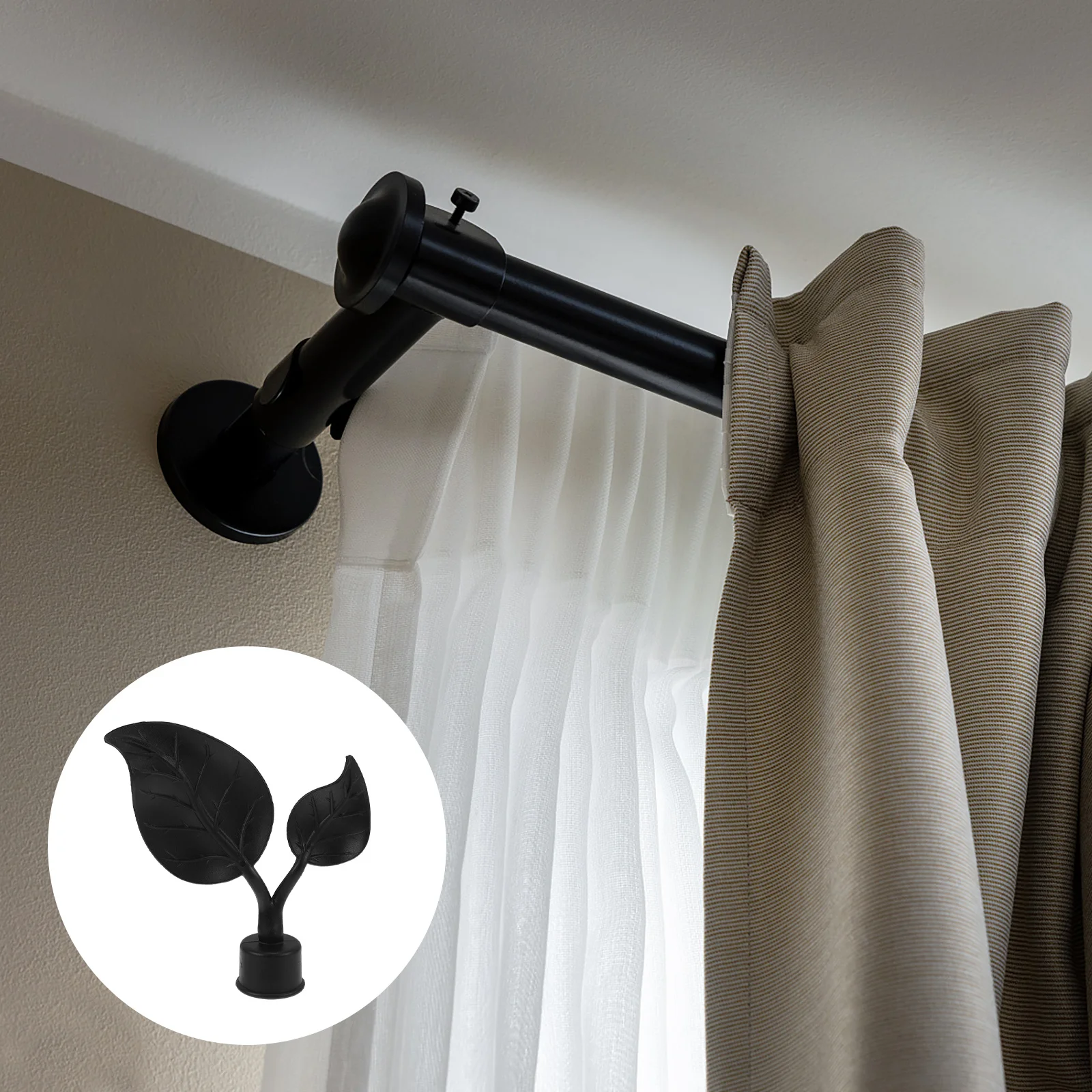 

4Pcs Plastic Curtain Rod Finials Classic Stylish Chic Decorative Ends Easy Install Remove Home Decoration Curtain Rod End