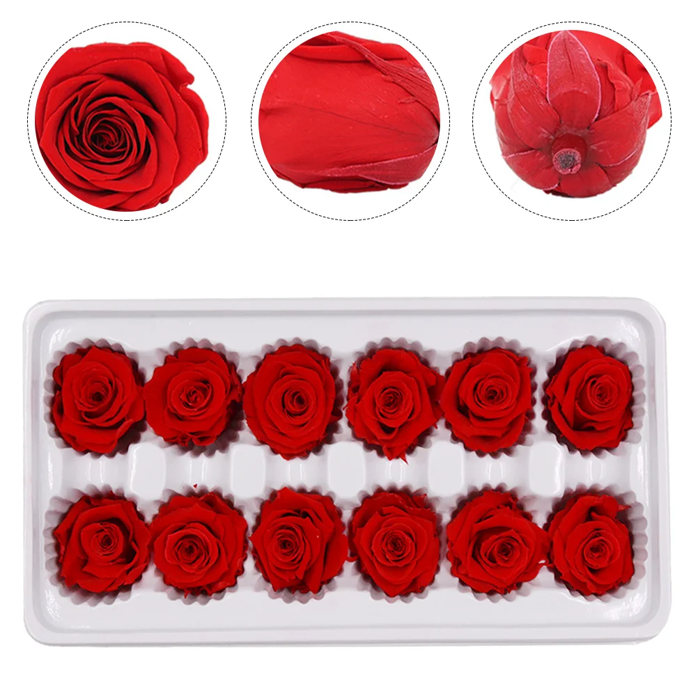 

12pcs/Box Preserved Fresh Rose Flower Heads Dried Flower Roses Immortal Life Handmade DIY Eternal Flower Arrangement Gift Decor