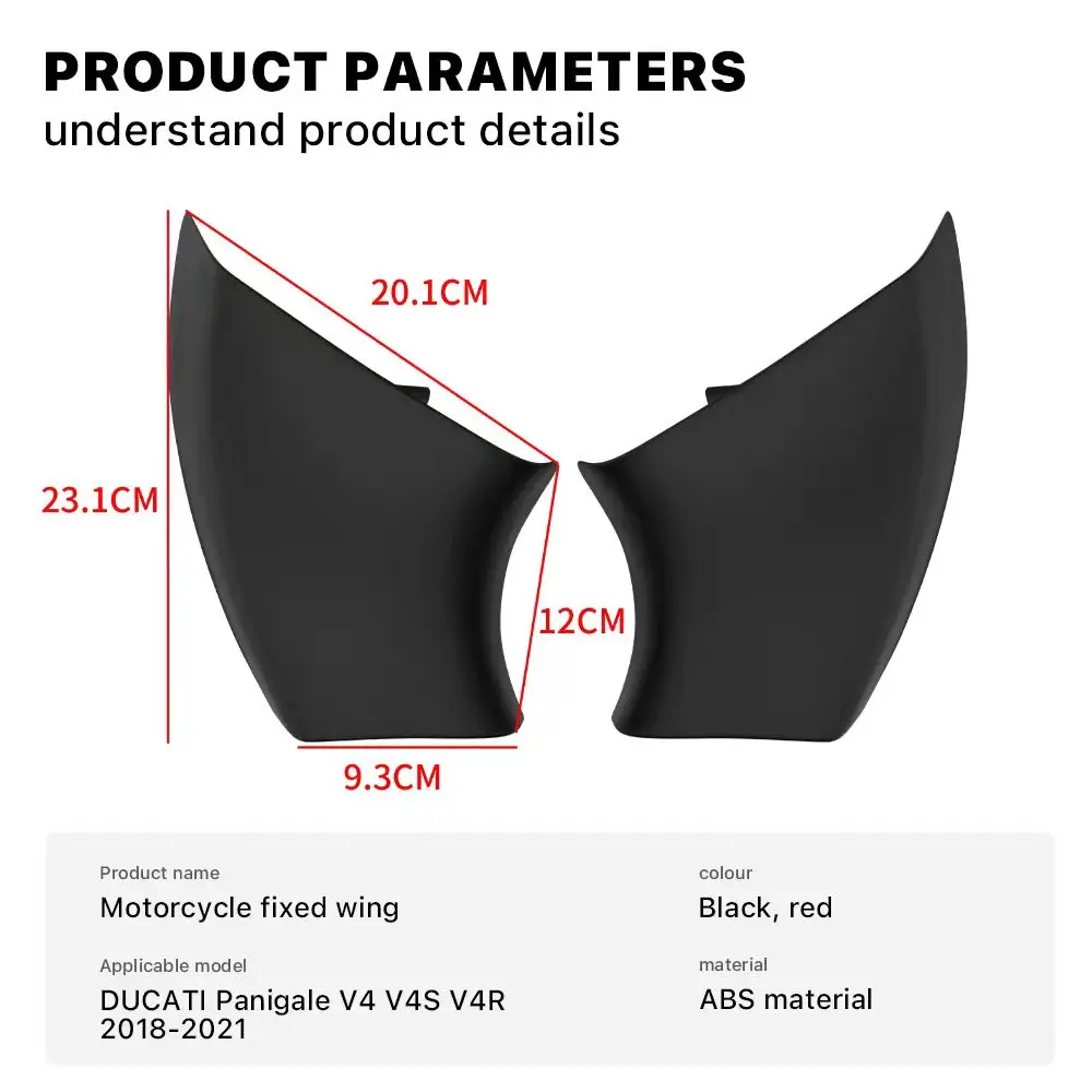 Motorcycle side Lower wings For DUCATI PANIGALE V4 V4S V4R SP 218-2021 Fairing fixed wing Winglets Spoiler Air Deflector Kit