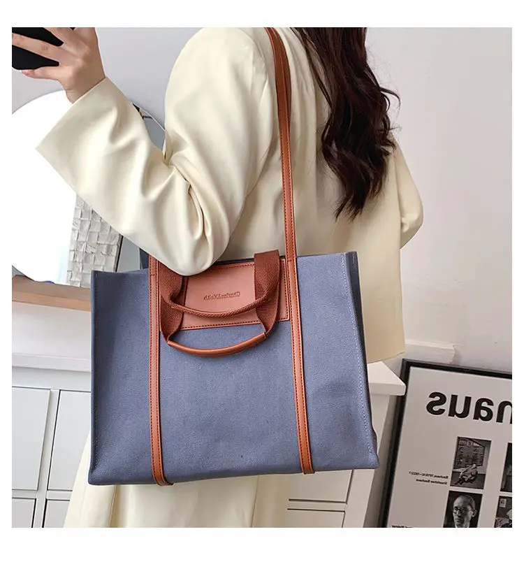 New Luxury Design Handbag Large Capacity Multifunctional Canvas Tote Bag Women Fashion Commuter Shoulder Shopping Bag