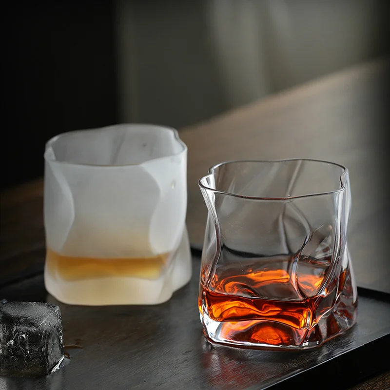 Irregular Whiskey Crystal Cup Japanese Art Glassware Wine Tasting Glasses Crumpled Whisky Tumbler Rock Cognac Snifter Beer Mug