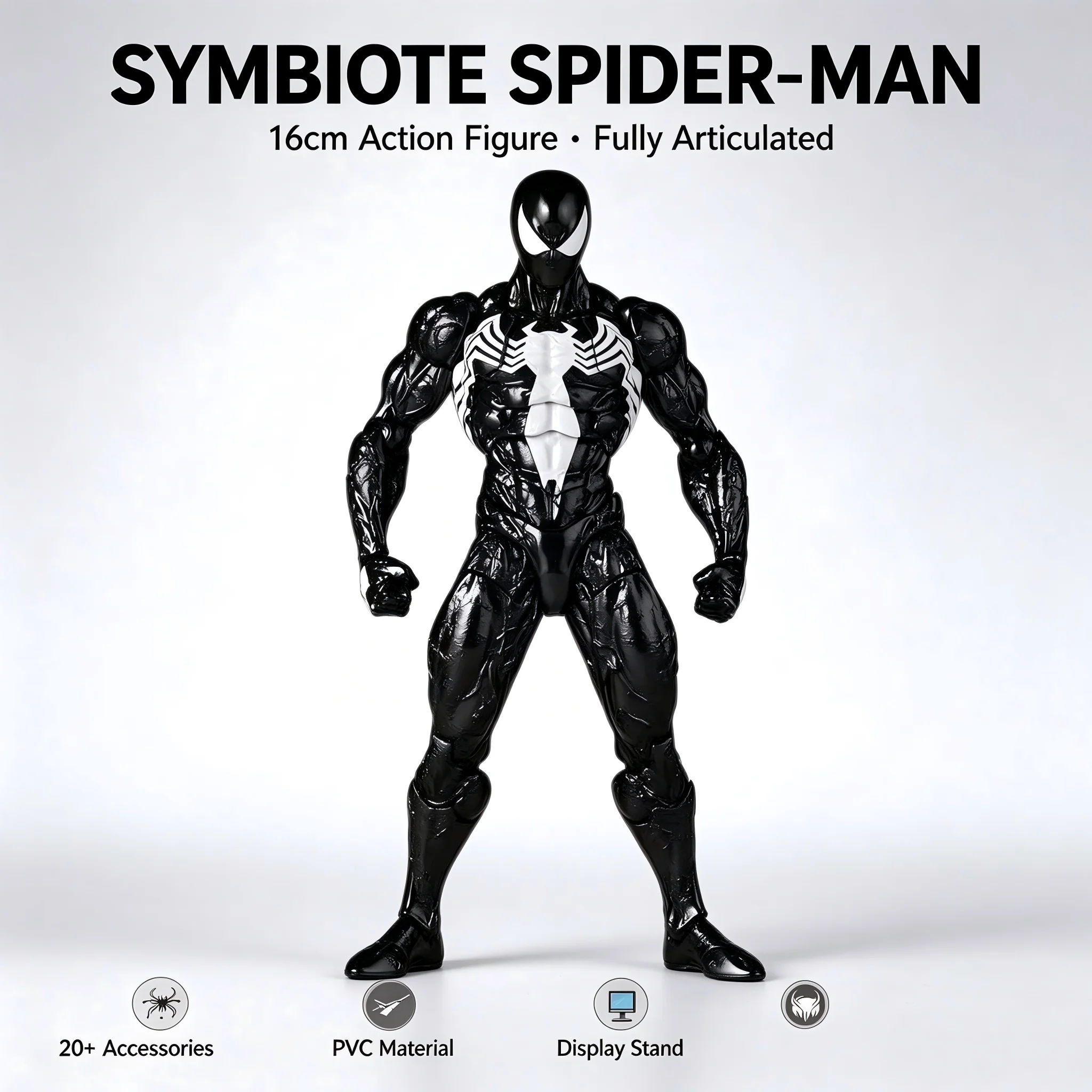 Hasbro Symbiote Spider-Man 16cm Action Figure, Fully Articulated Collectible Model with Extra Heads & Hands