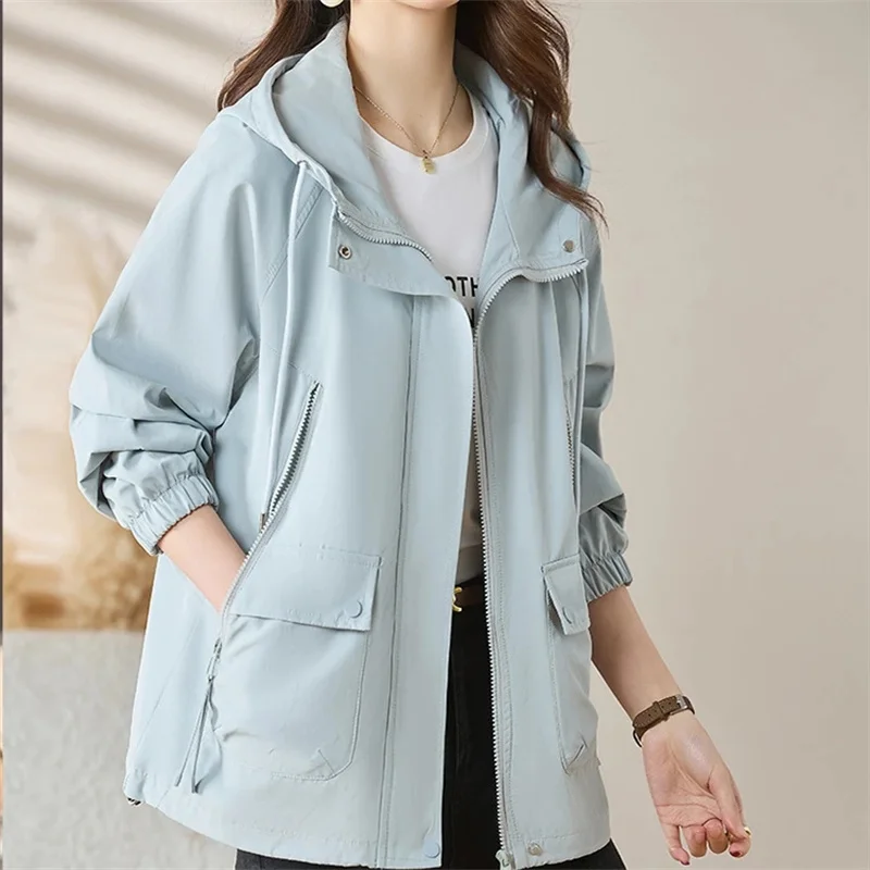 WLF Damen-Freizeitjacke 2025, Frühling und Herbst, neuer Stil, lockerer amerikanischer Retro-Kurz-Windbreaker, lockeres Jacken-Oberteil für Pendler