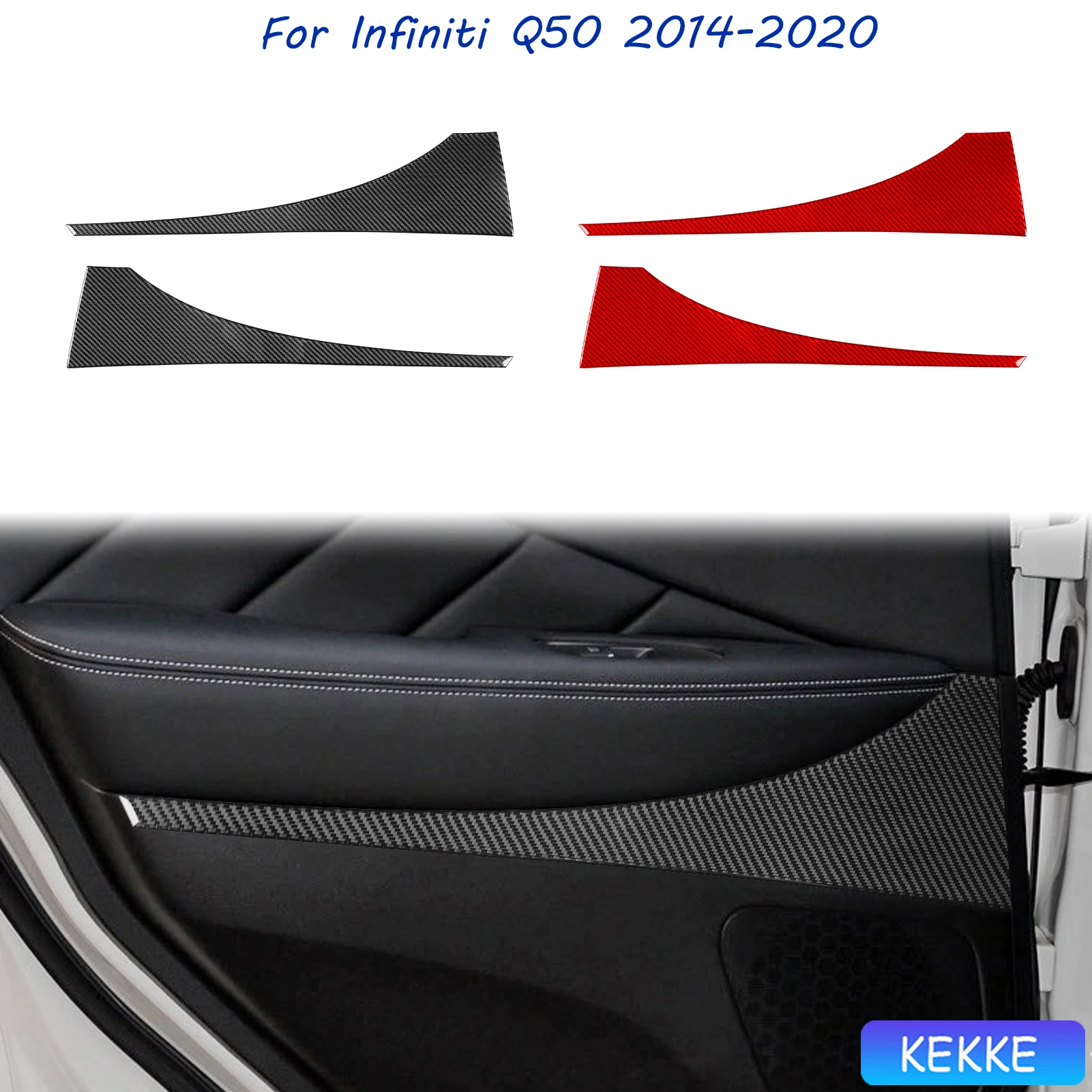 

For Infiniti Q50 2014-2020 Auto Rear door panel Soft Carbon Fiber Car Decoration Interior Accessories Stickers