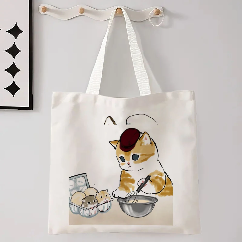 Kawaii Katze Leinen Einkaufstasche Grafik Harajuku Frauen Tote Handtasche Große Kapazität Frauen Schulter Taschen Eco Mode Mädchen Handtaschen – Detail 2