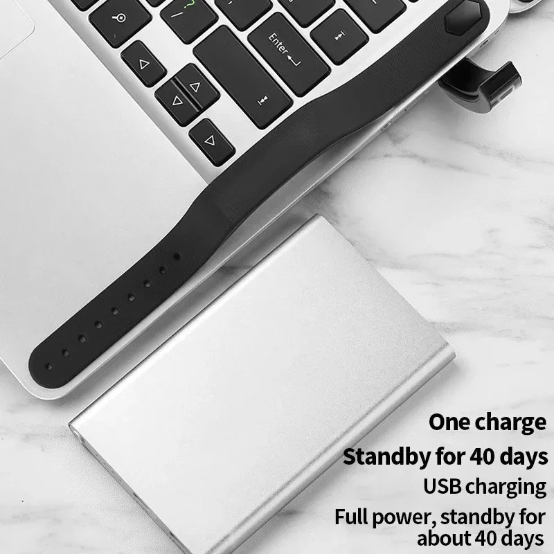 W5Sv สร้อยข้อมือสมาร์ทนาฬิกาปลุกสั่นสะเทือนเตือนการตรวจสอบการนอนหลับ 24 ชั่วโมง Pedometer สร้อยข้อมือแบบชาร์จไฟได้