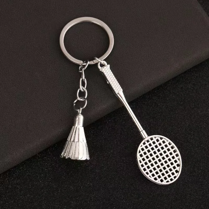 Metal Bronze Sliver Badminton Golf Keychain Car Key chain Jewelry Key ring Holder Ring Car Bag Pendant Charm Keyring Wholesale