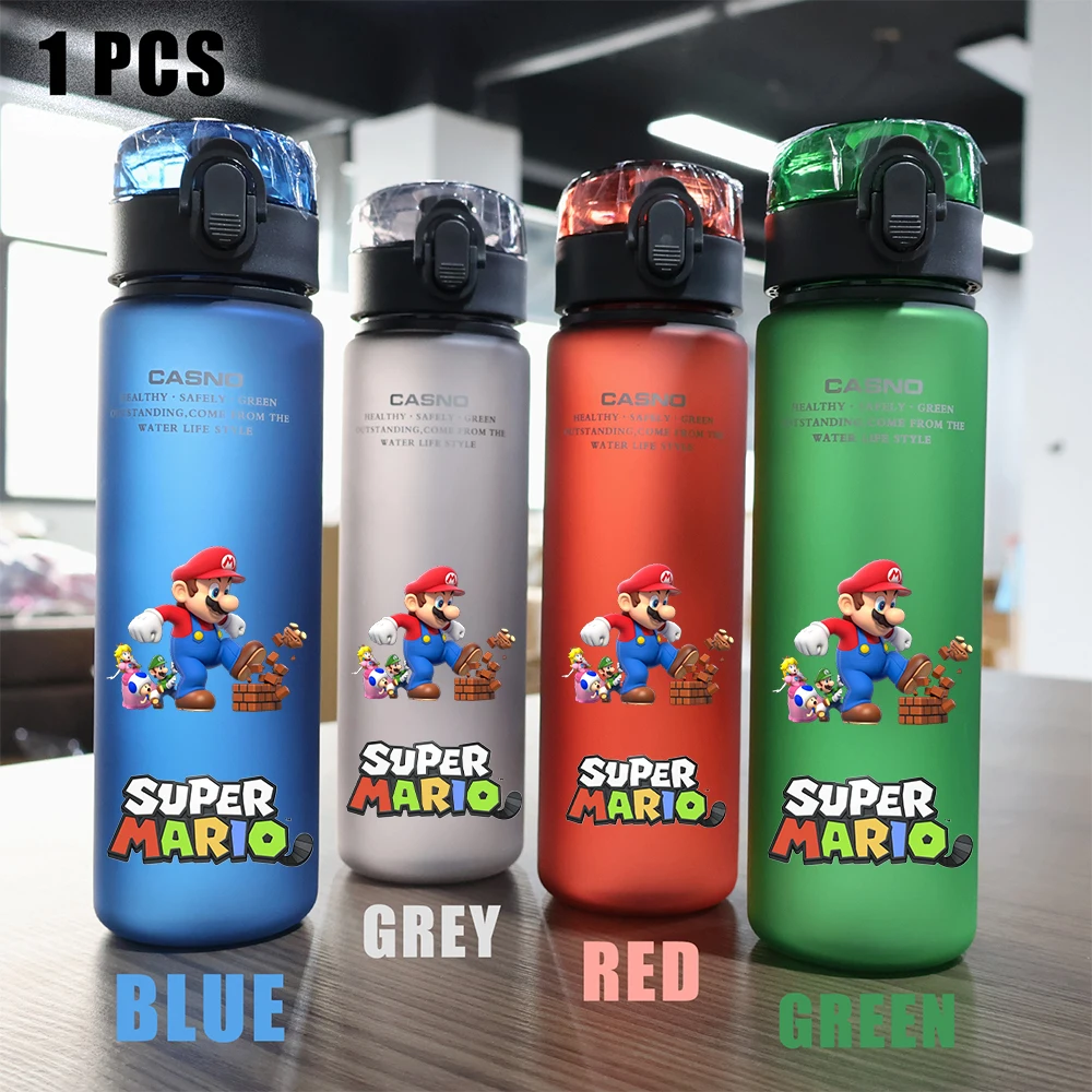 560ML Mario Red Green Blue Black Plastic PcLeak Proof Resistant Outdoor Camping Portable Travel Water Cup Luigi Yoshi Bowser