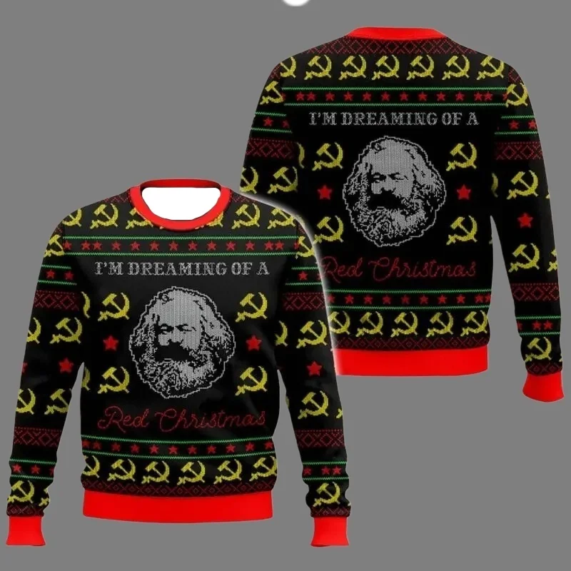 

Karl Marx Autumn/Winter 3D Print Ugly Christmas Men and Women Pullover Couple Outdoor Party Casual Sportswear