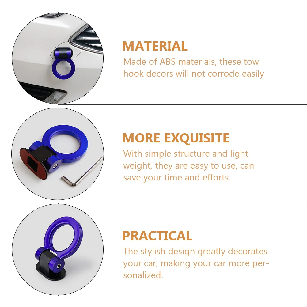 

Abs Car Tow Hook Decor Stickers Durable Towing Hook Decal Vehicle Exterior Bumper Trailer Hitch Adhesive Decoration Auto