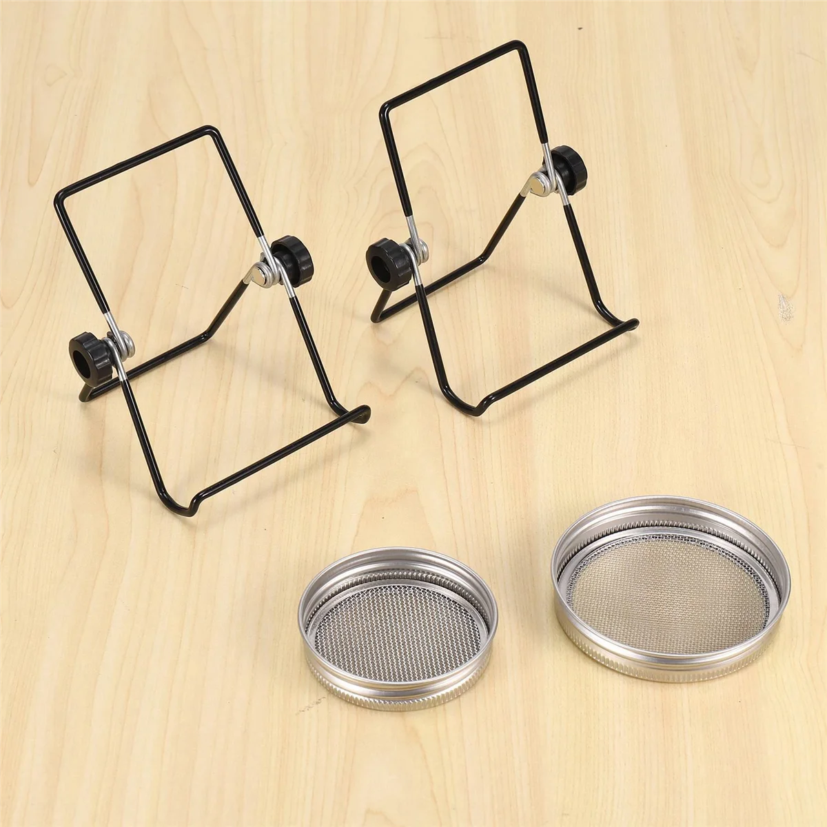 Sprouting Jar Mesh Lids Kit - 4 Pcs Sprouting Lids Stainless Steel Screen 2 Sprouting Stands Pack Foldable Adjustable