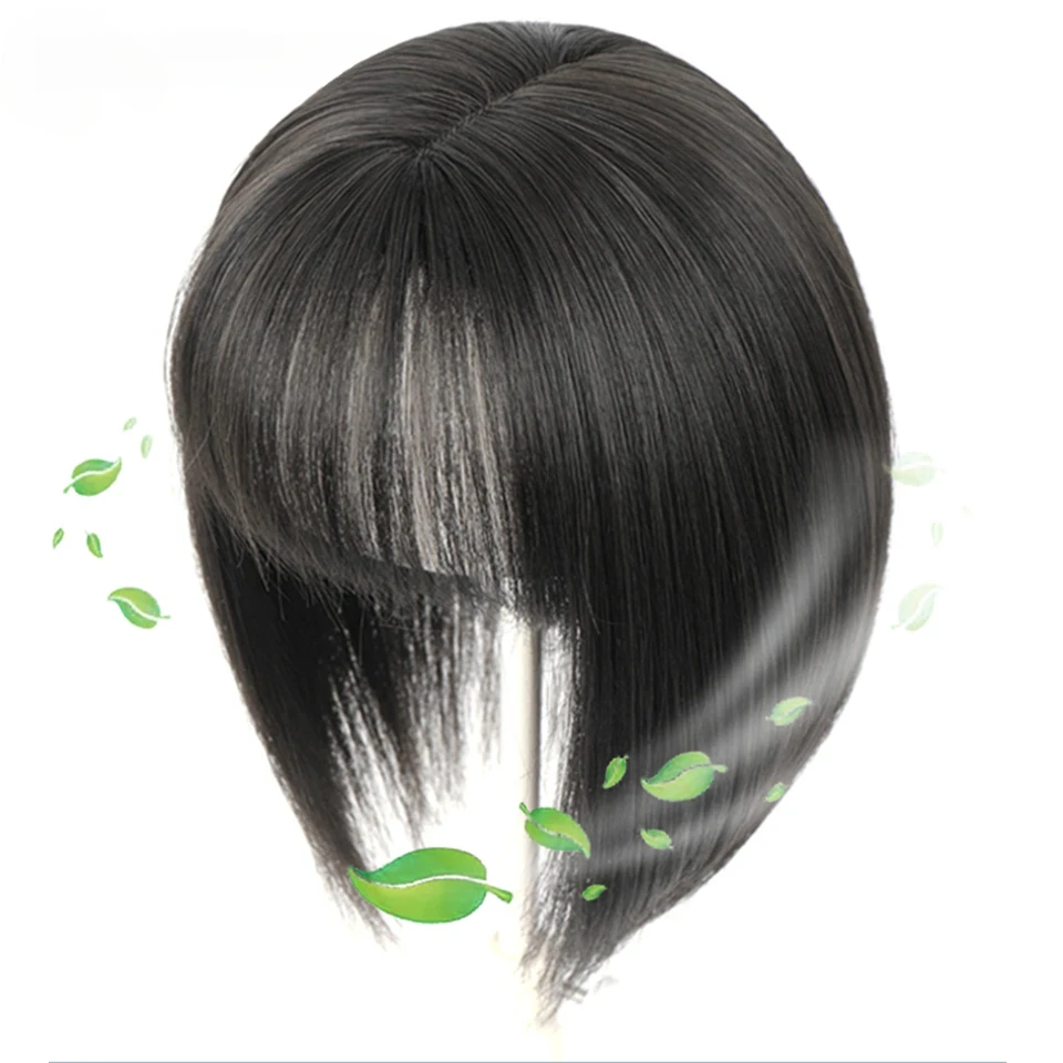 Parrucca da donna Pezzo di capelli da donna Frangia francese 3D Naturalmente soffice e leggera Copre perfettamente i capelli bianchi