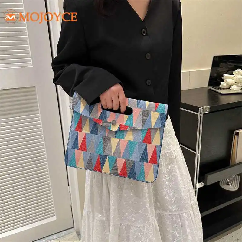 Fashion Trend Multicolor Triangle Envelope Dinner Bag Women Evening Clutches PU Leather Geometric Pattern Clutch Bag Women's Bag