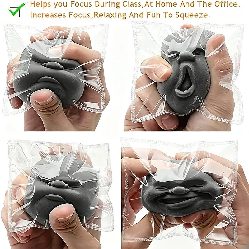 (HefengCL)Funny Face TPR Squishy Toy, Emotion Stress Relief Squeeze Toy, Random Expression, Ideal Party Favors Classroom Rewards
