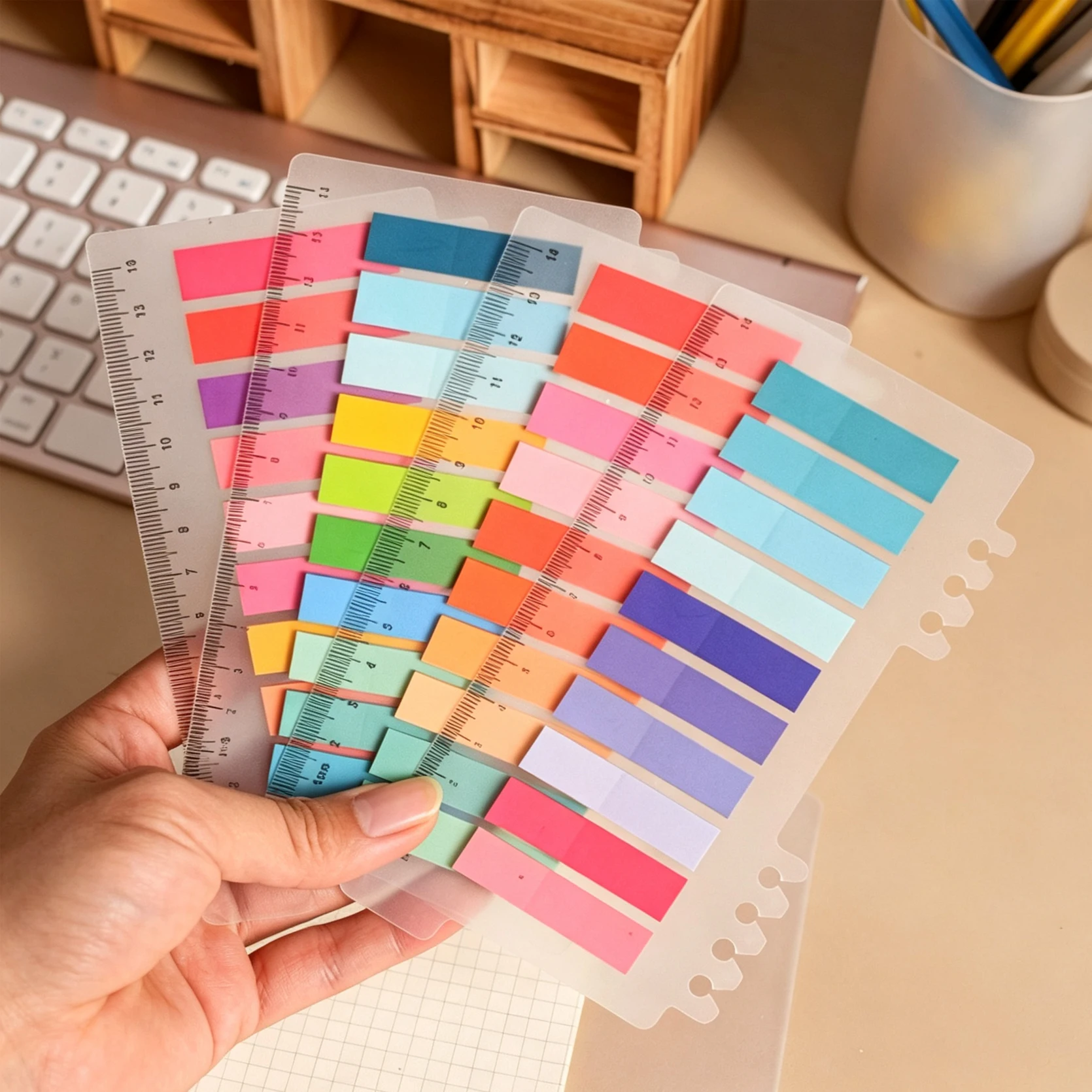 800 Blatt, 4 Arten PET Transparente Haftnotizen, Index-Tabs, Bunte Memo-Fahnen, Etiketten für den Schulanfang – Detail 3