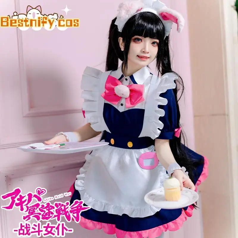 Anime Akiba Maid War Wahira Nagomi Cosplays Wahira Nagomi/Mannen Ranko S-XL Maid Cos Dress Female Costume Halloween Costume