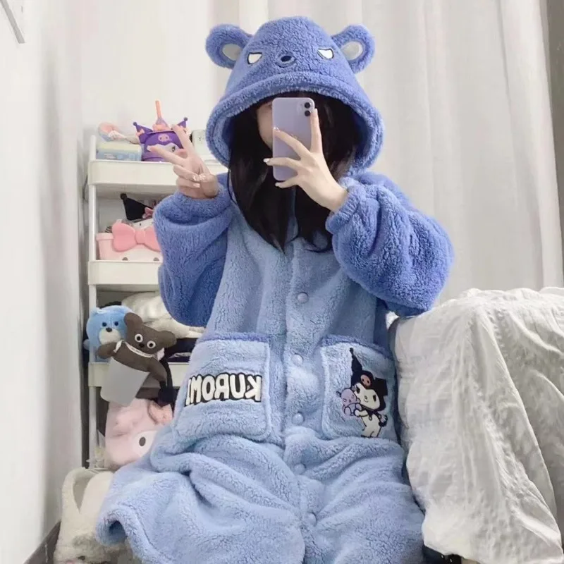 سانريو كورومي سترة رداء غامض Kawaii أنيمي ازياء عباءات الكرتون الفتيات الفتيان منامة الرؤوس هوديي العباءات هدايا عيد الميلاد