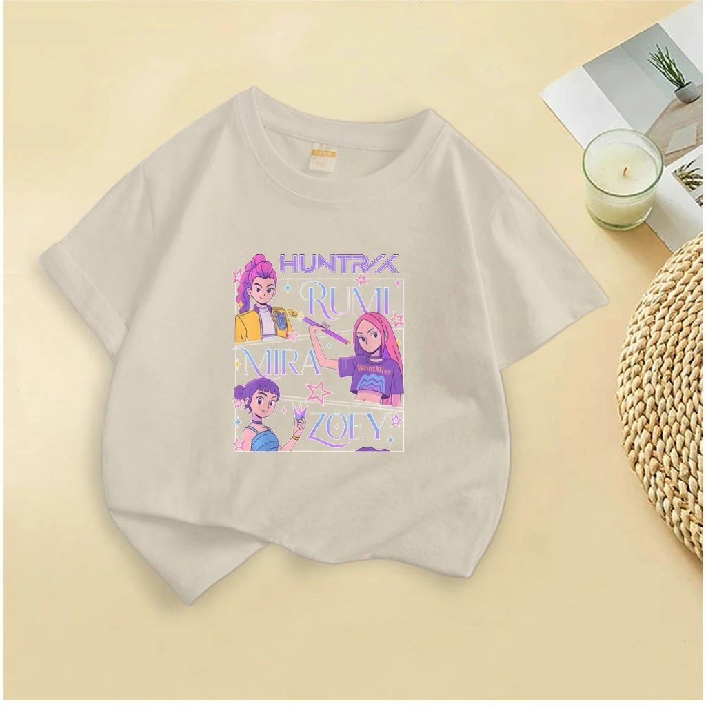 سلسلة المبيعات الساخنة ملابس رياضية للأطفال الصغار من Huntrix تي شيرت Rumi Mira Zoey للفتيات مطبوع بأكمام قصيرة تي شيرت متنوع ملابس أطفال #5