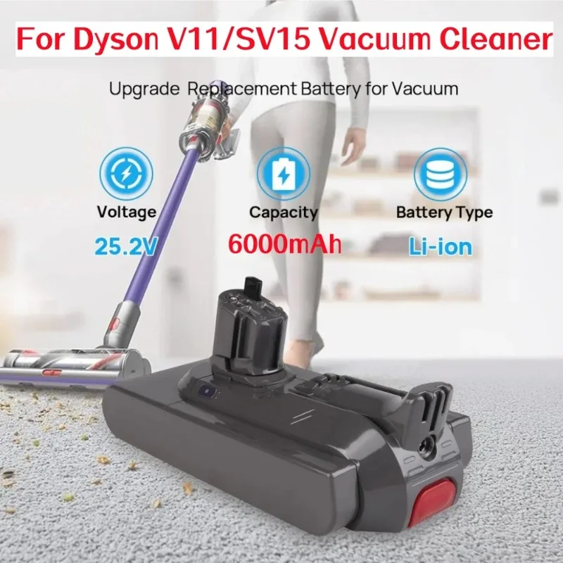 Latest Upgraded 25.2V 6000mAh Buckle Version Replacement Battery for Dyson V11 Vacuum Cleaner SV15/SV16/SV17/SV18/SV22