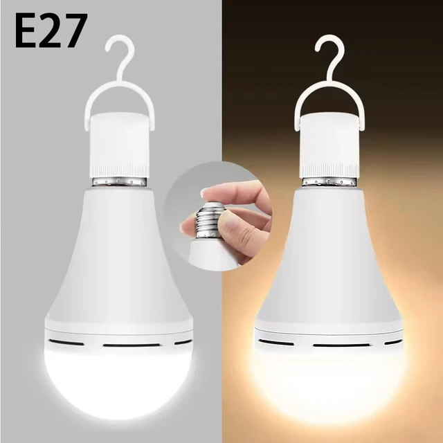 E27 Akumulatorowe awaryjne żarówki LED 7W 9W 12W 15W Żarówka o wysokiej jasności Outdoor Camping Fishing Przenośne lampy Światła