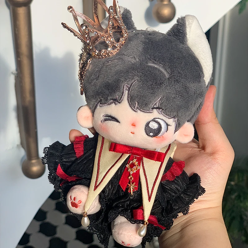 20 cm Plüsch Puppe Kleidung Cool Der Kleine Prinz Krone Schwarzes Hemd Rote Fliege Casual Hosen Pyjama Set Für Puppe zubehör Spielzeug