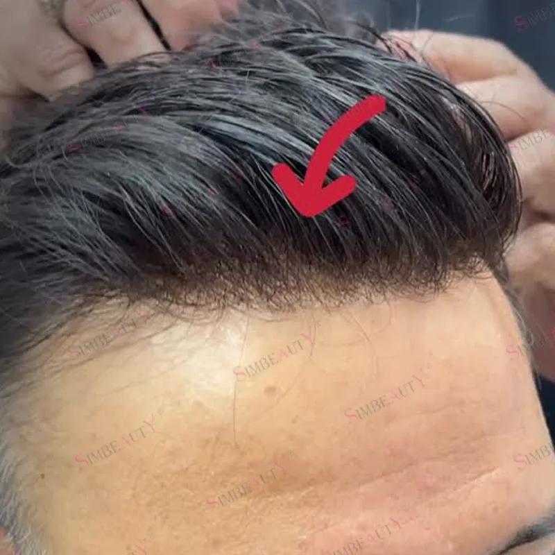 

Супернатуральный парик для мужчин с линией роста волос, плотность 130%, волнистый, 30 мм, незаметный, на полиуретановой основе, прочный, 0,08 мм, полностью на кожаной основе, система замещения волос для мужчин