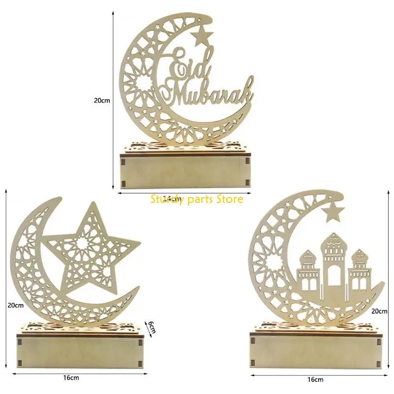 97QC Ramadan Eid Mubarak Trang trí nhà mặt trăng LED Ánh sáng trang trí bằng gỗ DIY Hồi giáo Đảng Hồi giáo Nguồn cung cấp