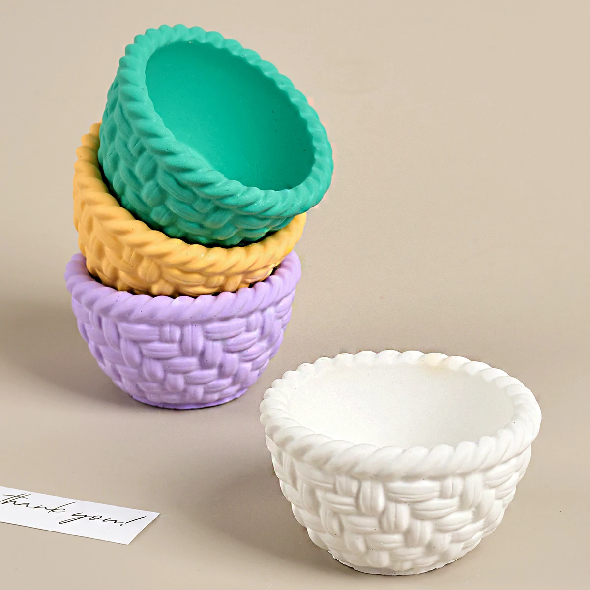 Okrągły pleciony kosz Słoik na świece Silikonowa forma DIY Bambusowy kosz Kształt Doniczka Miska do przechowywania Gipsowa forma betonowa Dekoracja domu