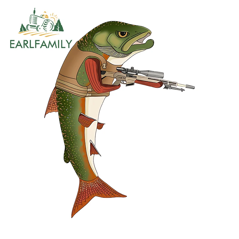 

EARLFAMILY 13cm for Bass Trout Fish Funny Fish Shooter Tactical Car Stickers Fashionable Cute Decals Personality Car Styling