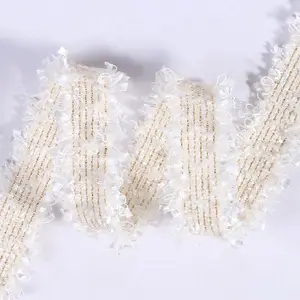 Tweed Stickband -Band, Golden Quaste, Fransenverkleidung, DIY -Kleidungsstück, Nähzubehör, Vintage, Winter, 2 cm, 3 cm Breite, 45 Richter 12 Hauptverkauf Tweed Ribbon - №1