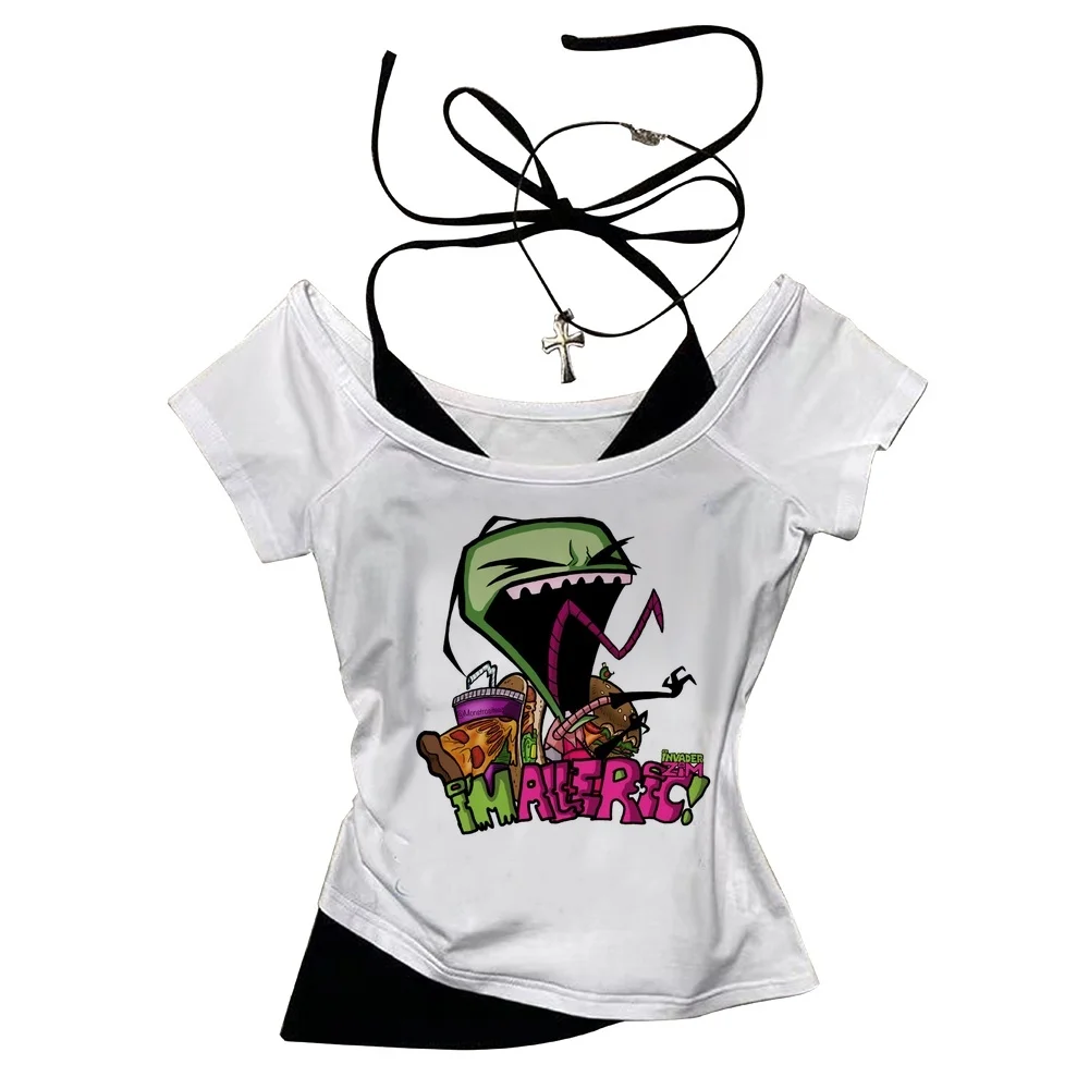 Invader Zim cropped top women jojifuku manga cheap anime graphic tshirt cheap cute korean fashion scene  dollette