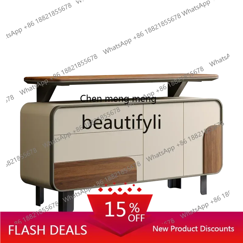 

11Light luxury dining side storage cabinet Modern simple black walnut custom high-end entrance shoe cabinet