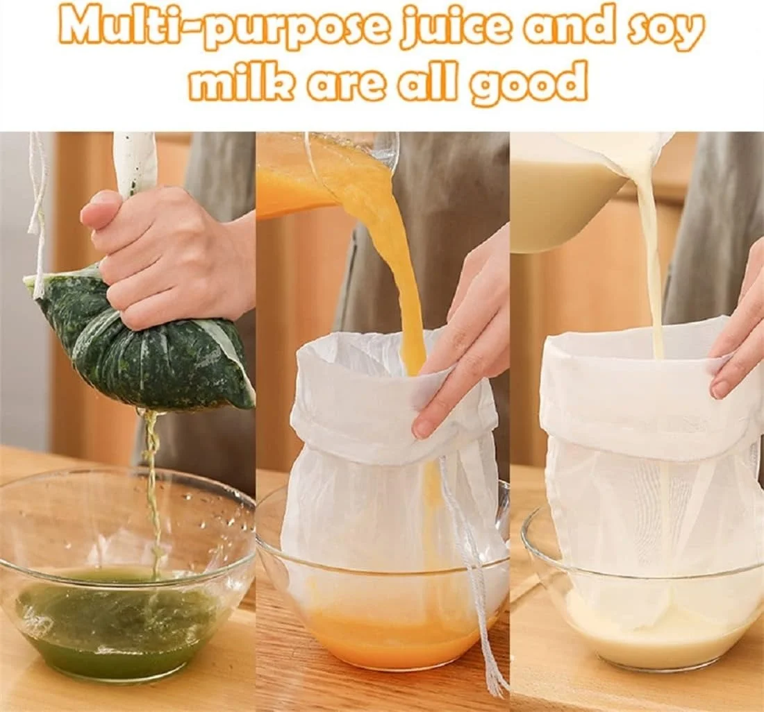 Grade Soy Milk Filter Bags, 200 Micron 20*30CM Fine Mesh Bag Milk Filter Bag All Purpose Food Strainer Nylon Cheesecloth