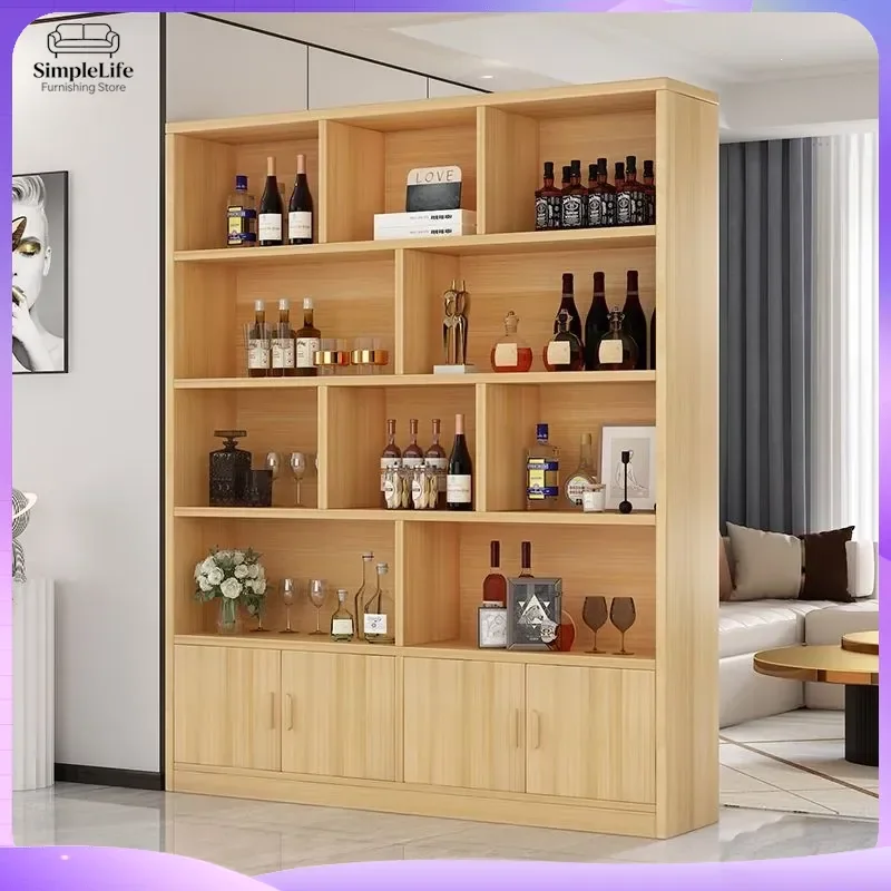 Solid Wood Wine Rack Floor Standing Multi Layer Wall Mounted Wine Cabinet for Living Room Kitchen Home Bar Storage Display