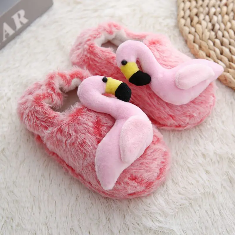 Girls Winter Rainbow Unicorn Slippers Children Cartoon Cartoon Home Shoes Kids Boys Indoor Non-Slip Soft Plush Slipper