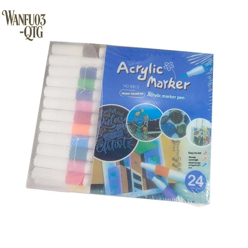 Hot Sale 24 Colors Acrylic Paint Markers Waterproof Vibrant Colors For Art Creation DIY Crafts Drawing School Projects