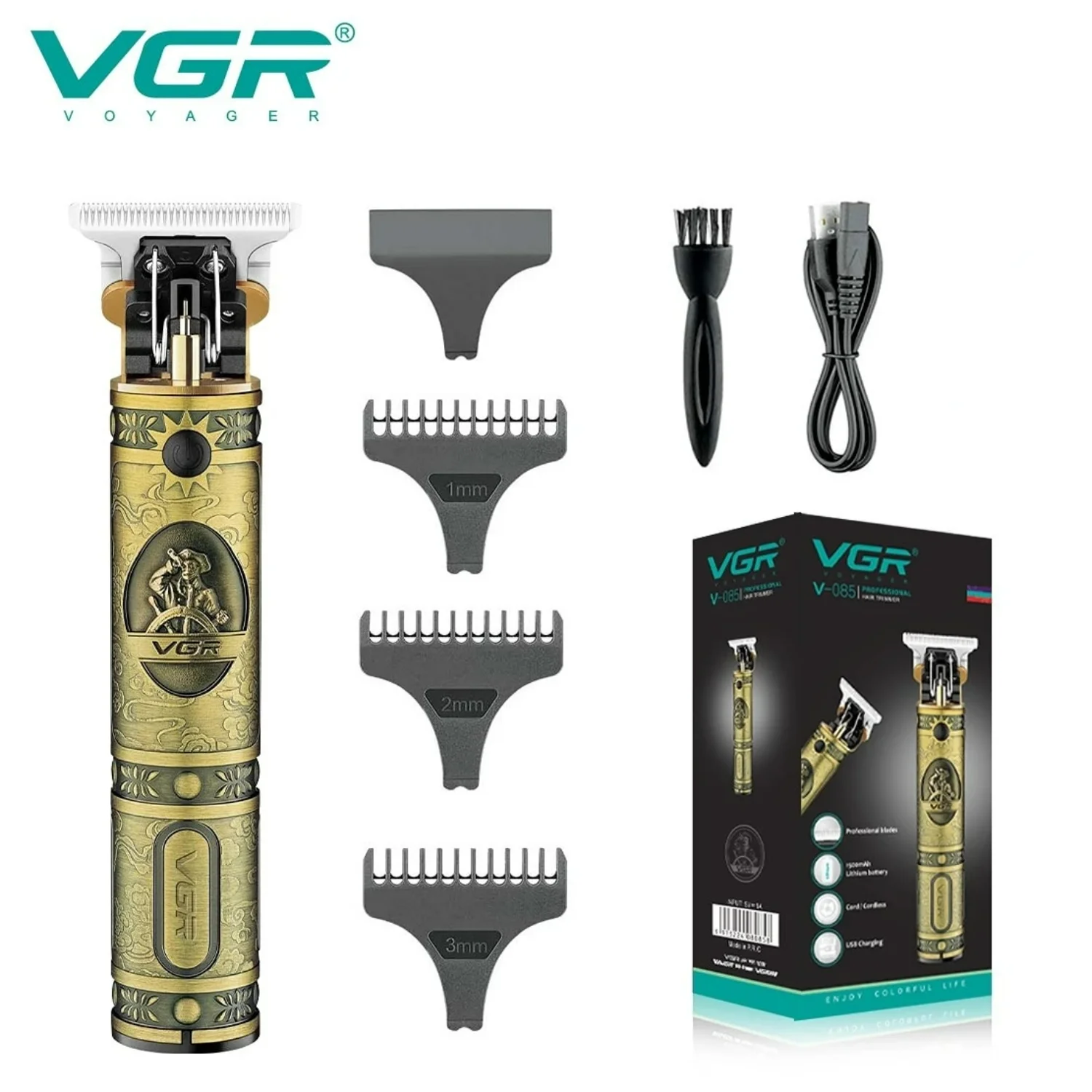 Vintage T9 Trimmer  Men Beard Hair Clipper Cutting Machine Professional Barber Cordless Rechargeable V-085