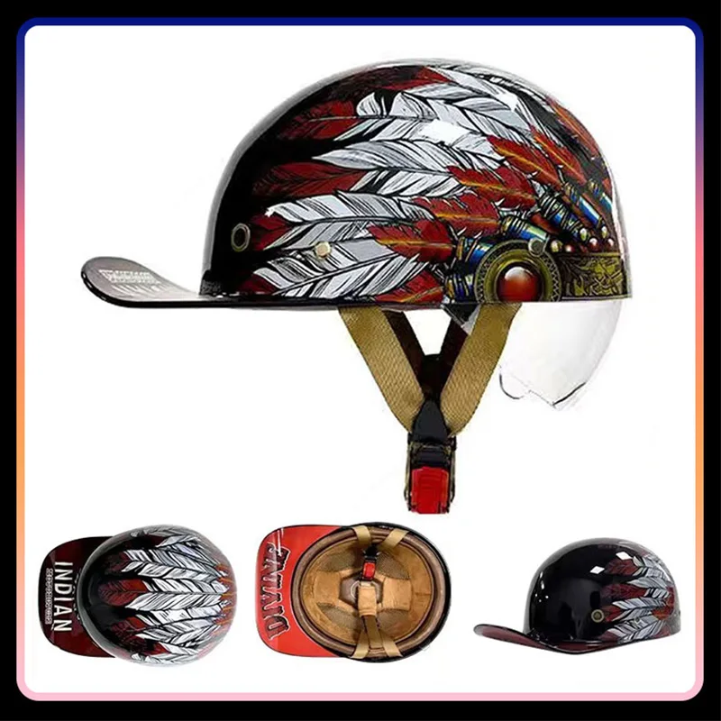 Caschi moto approvati DOT ABS Retro Low Profile Half Face casco berretto da Baseball uomo donna caschi aperti ciclomotore Cap Helm