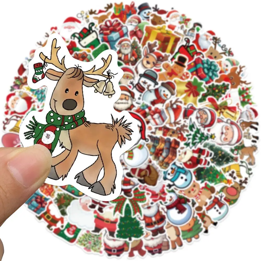 10/50/100pcs New Year Merry Christmas Santa Claus Stickers for Windows Scrapbooking Snowboard Decor Packaging Decal Sticker Toy