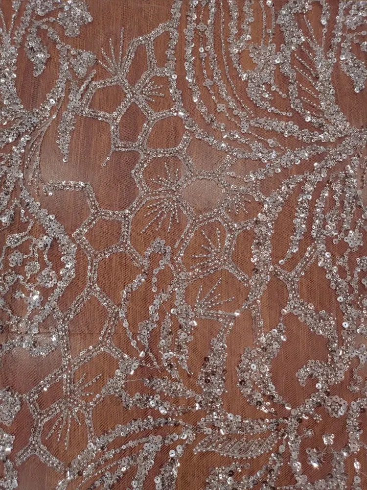 Sequined Gauze Beaded Wedding Bridal Dress DIY Clothing French Lace Fabric