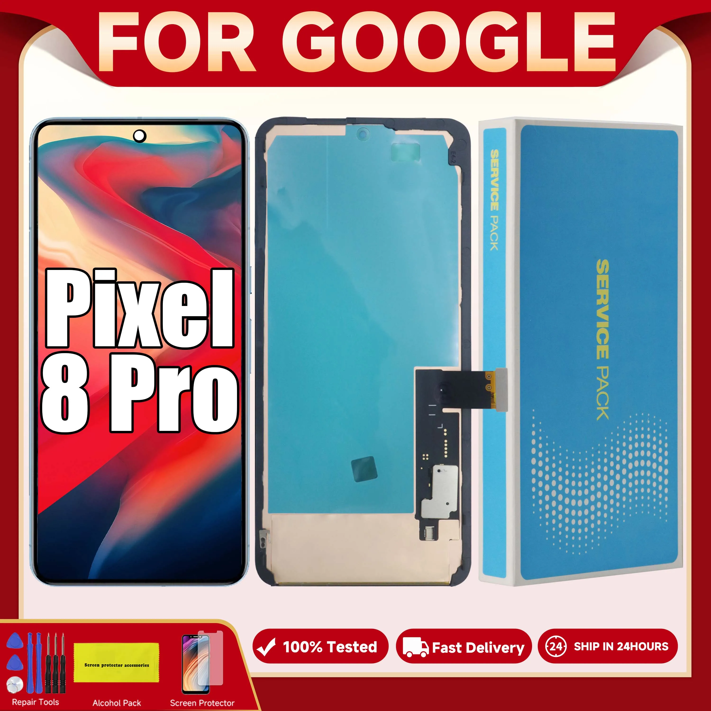 Super AMOLED for Google Pixel 8 Pro 8Pro lcd display with touch screen digitizer Assembly For Pixel8 Pro GC3VE, G1MNW Display
