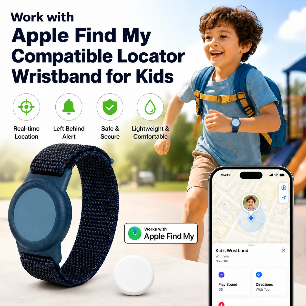 Include Tracker Anti-Lost Kids Nylon Bracelet for Smart Tag - 2-in-1 GPS Tracker Watch Band Strap & Anti-Scratch Protective Case