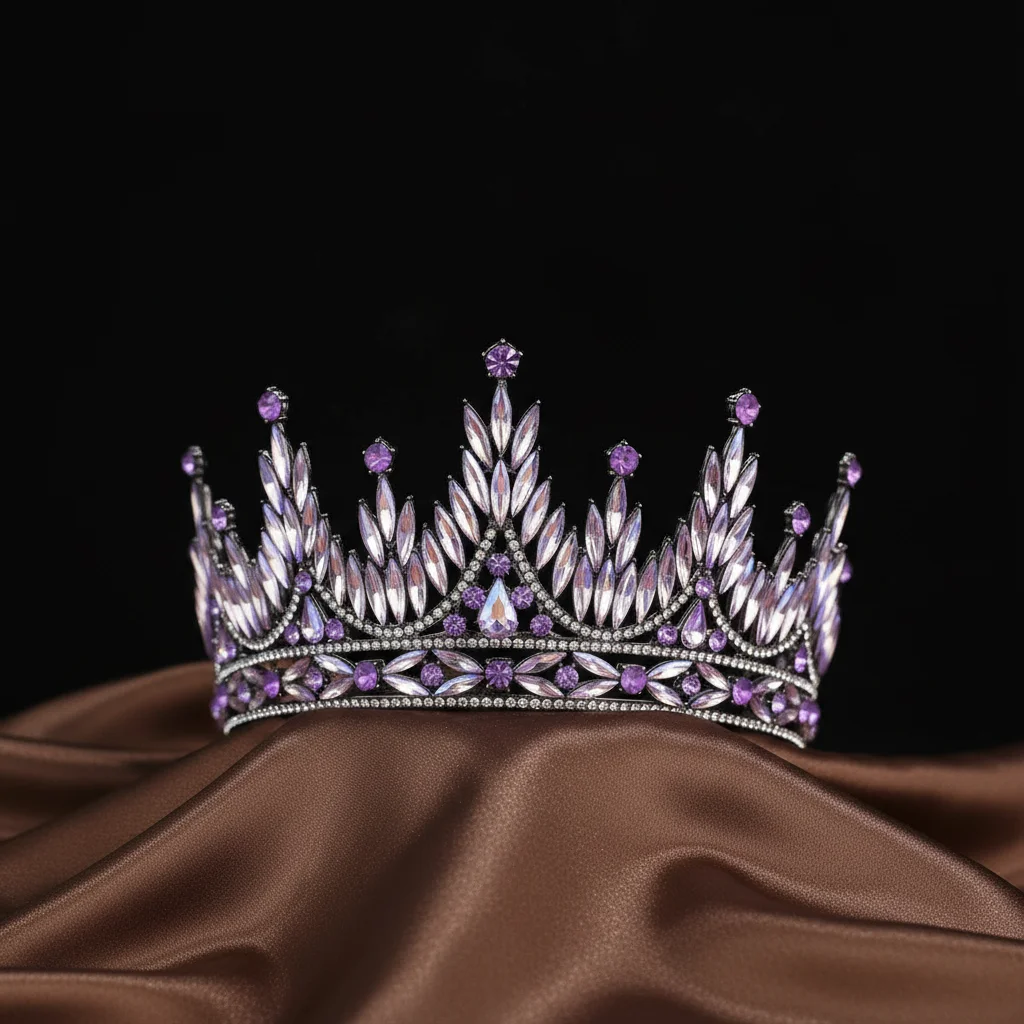 Women's Crown Baroque Rhinestone Hairpiece for Pageant Evening Party Luxury Crystal Tiaras Bridal Wedding Headband Jewelry