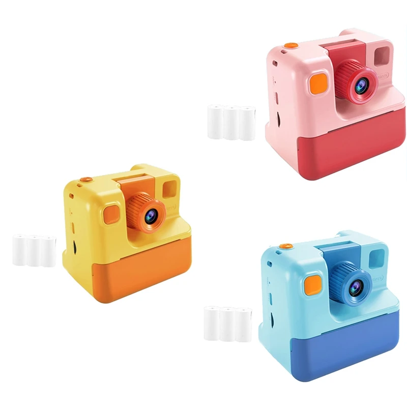 

Kids Instant Camera Print Camera 1080P HD Digital Camera Photo Paper Child Toy Camera For Birthday Christmas Gift Durable -Pink