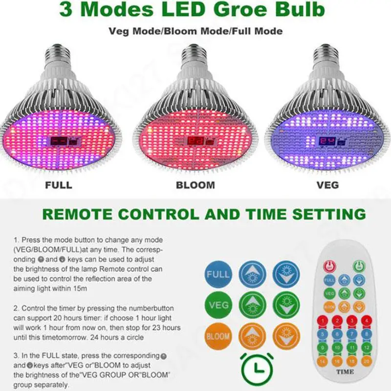 Imagem -02 - Full Spectrum Led Plant Crescer Lâmpadas Vegs Temporizador Dimmable Temporizador Controle Remoto para Estufa Crescer Box V27 280